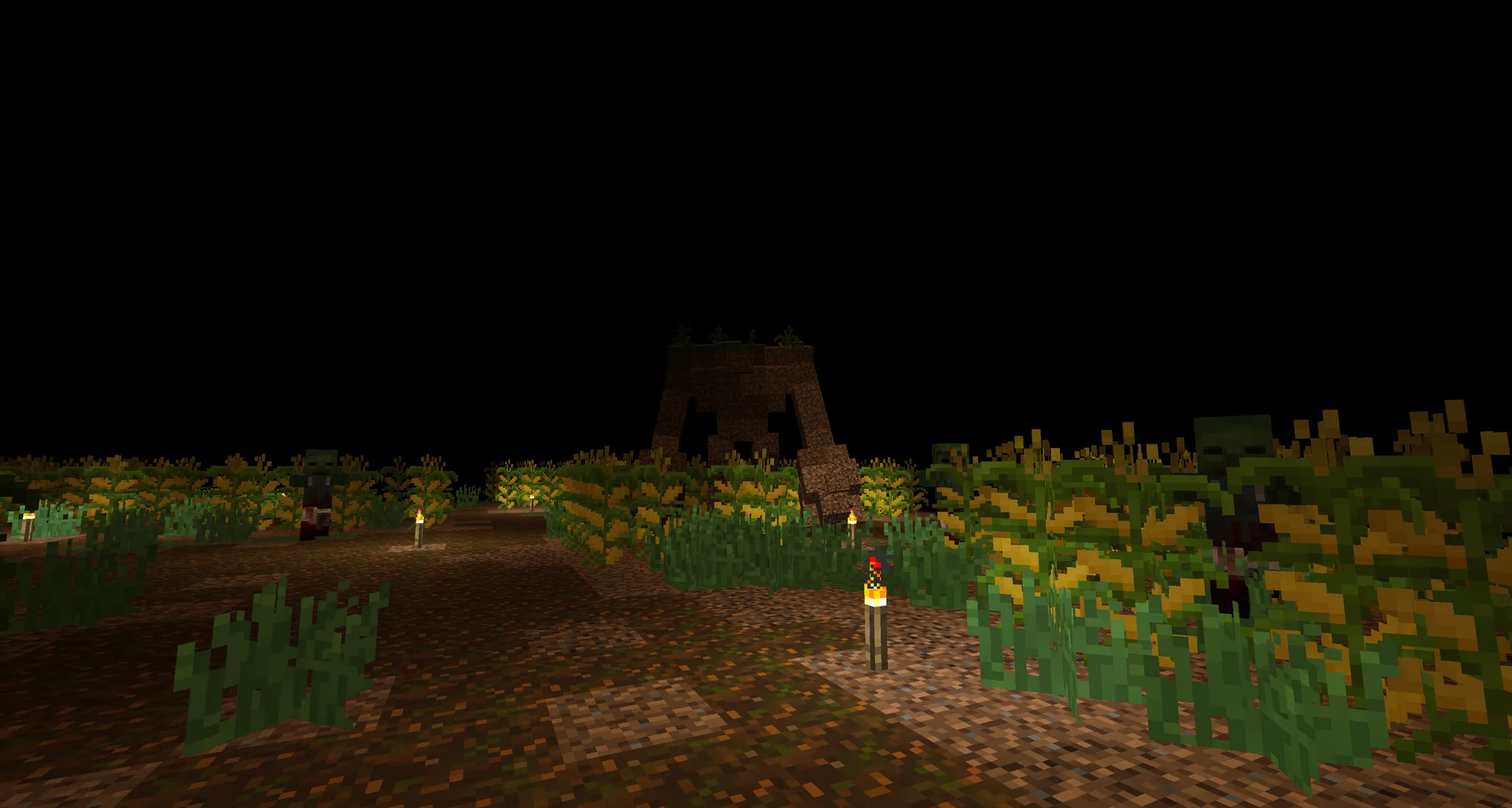 The Farm Rad area in RustV2, with zombies among the crops at night